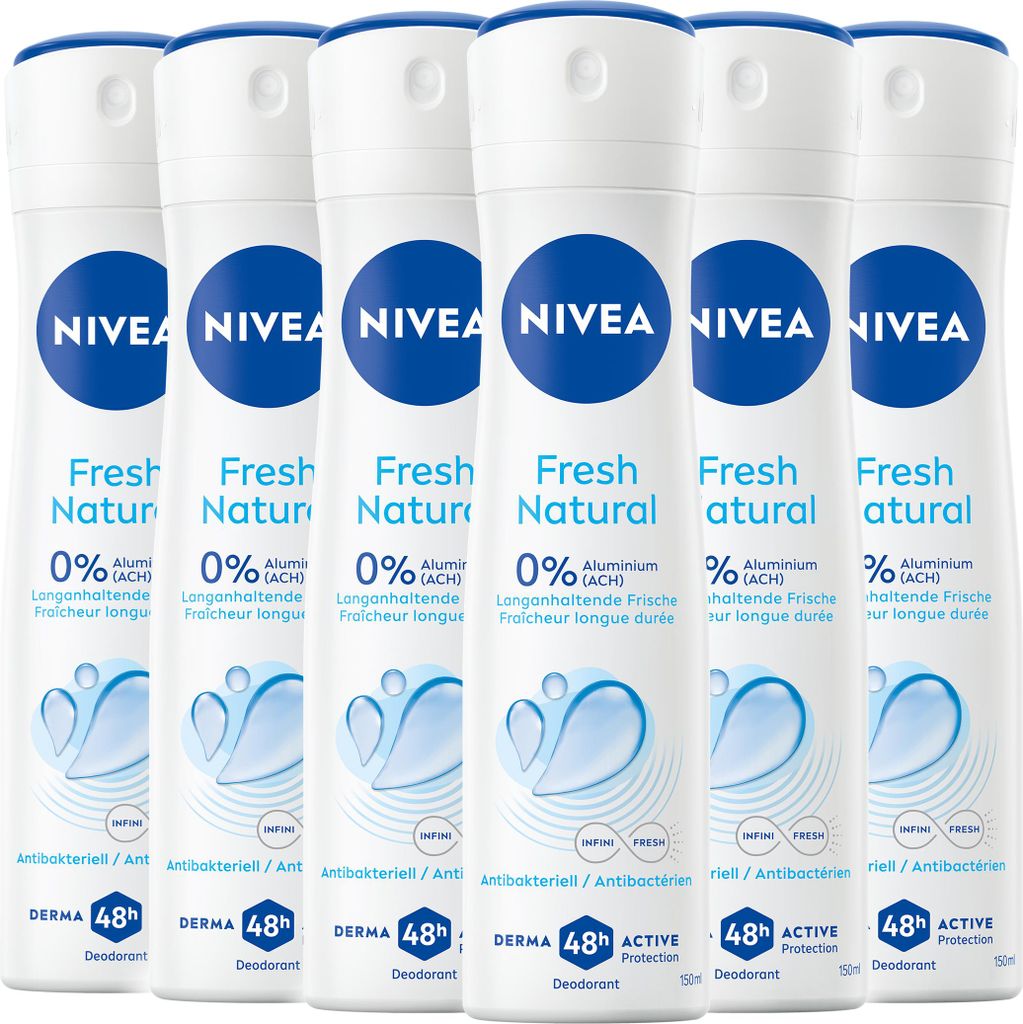 NIVEA Deodorant Fresh Natural Deo Spray 6 x 150ml