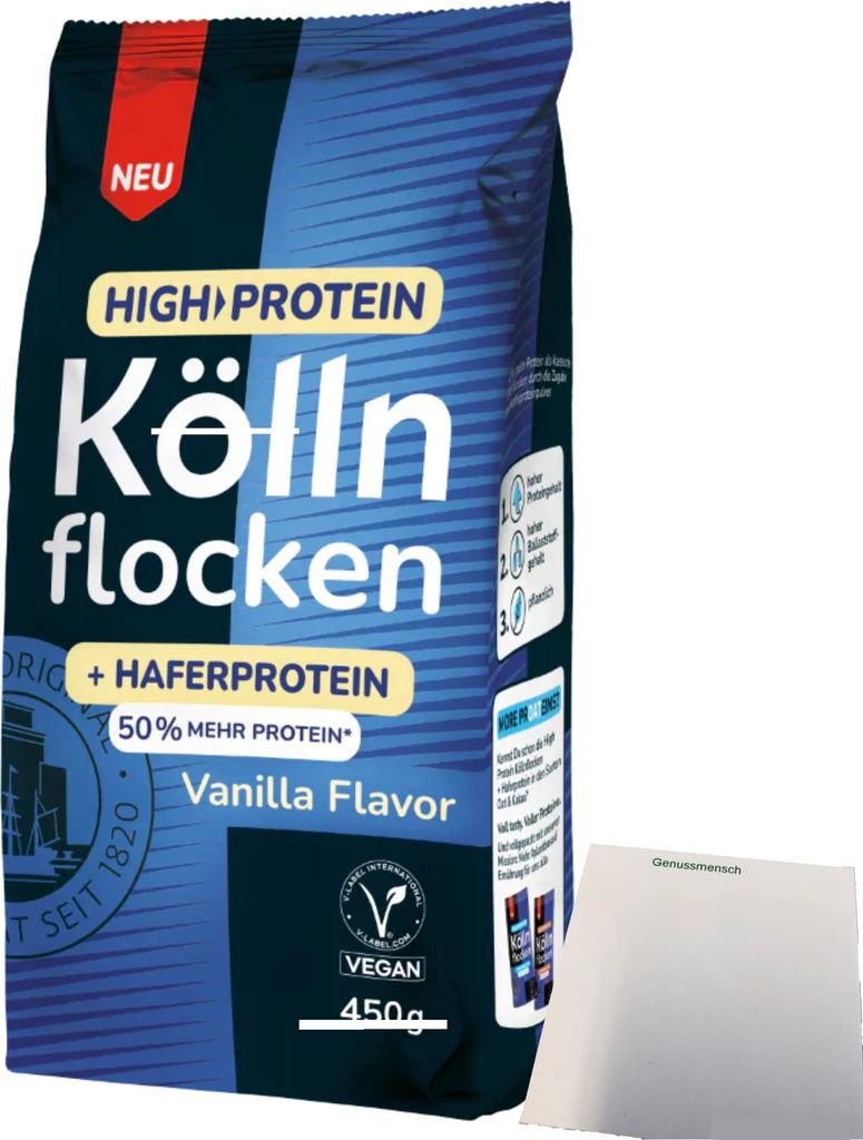 Kölln High Protein Köllnflocken Vanille (450g Beutel) + usy Produktbild 