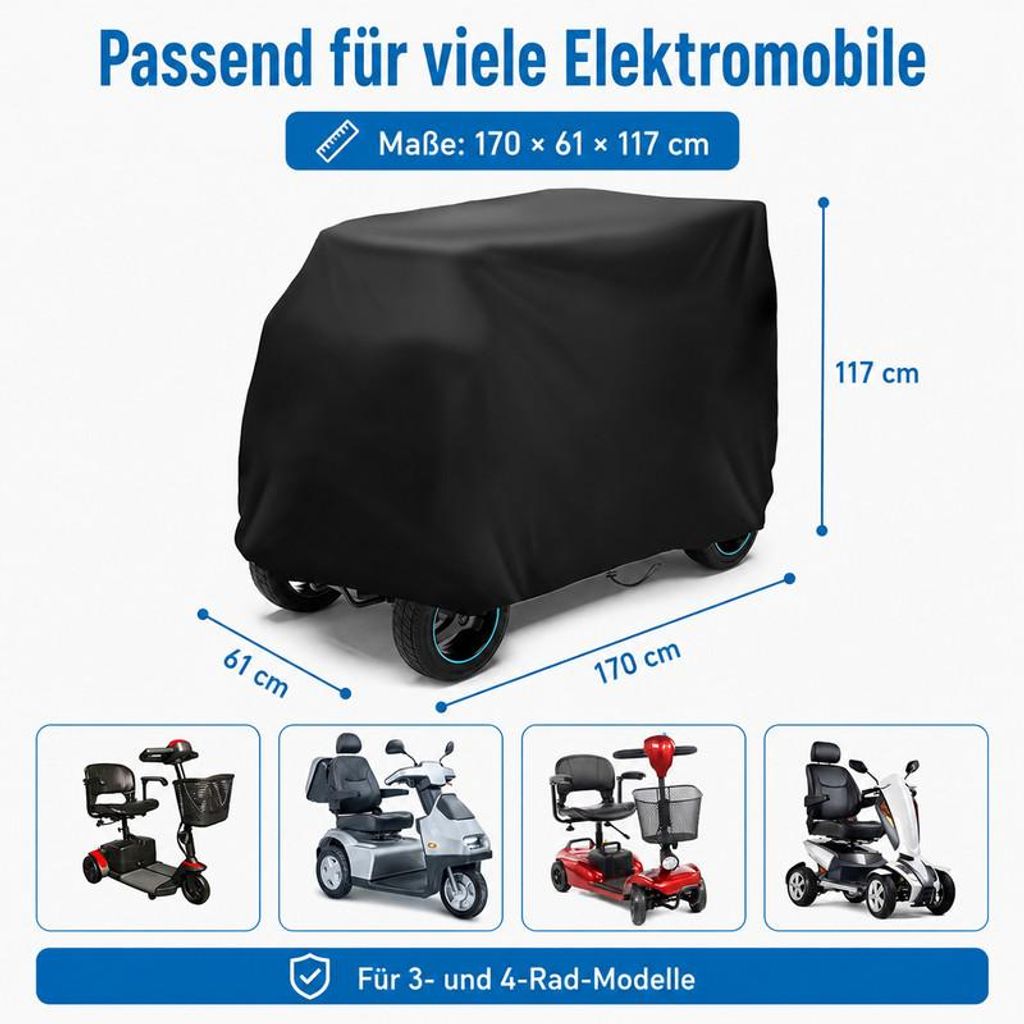 Elektromobil Abdeckplane 420D Oxford – 170x61x117cm, Produktbild 