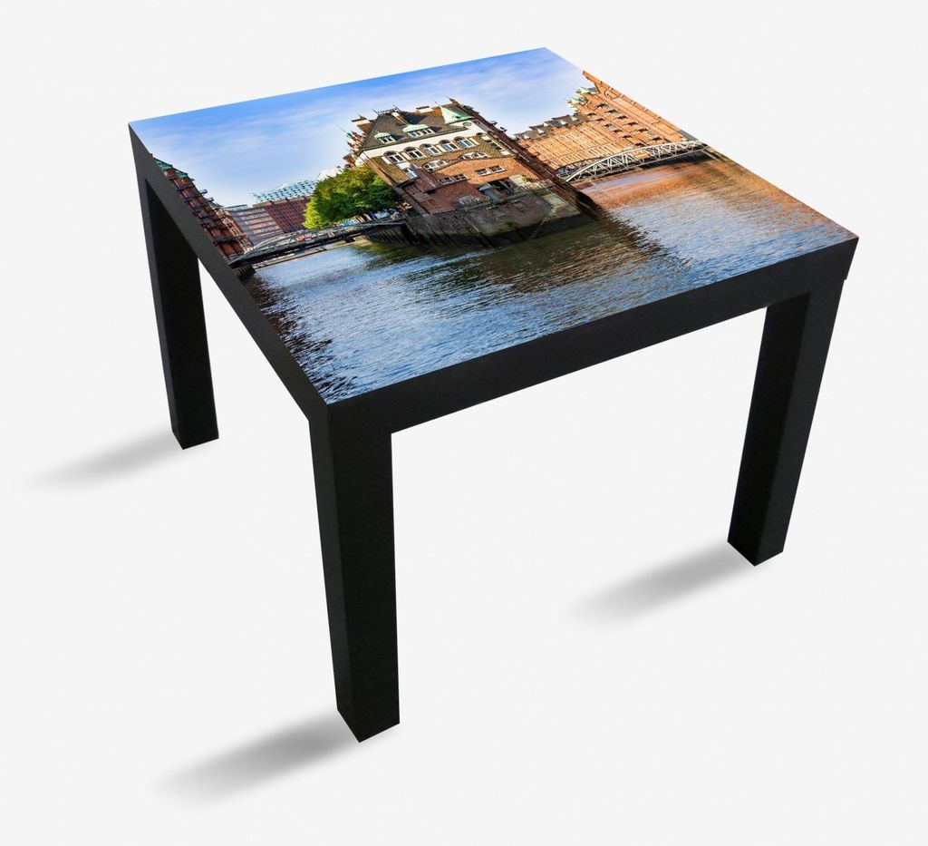 Wallario Möbeldesign / Aufkleber, geeignet für Ikea Lack Tisch - Historisches Kontorhaus im Kanal in 55 x 55 cm