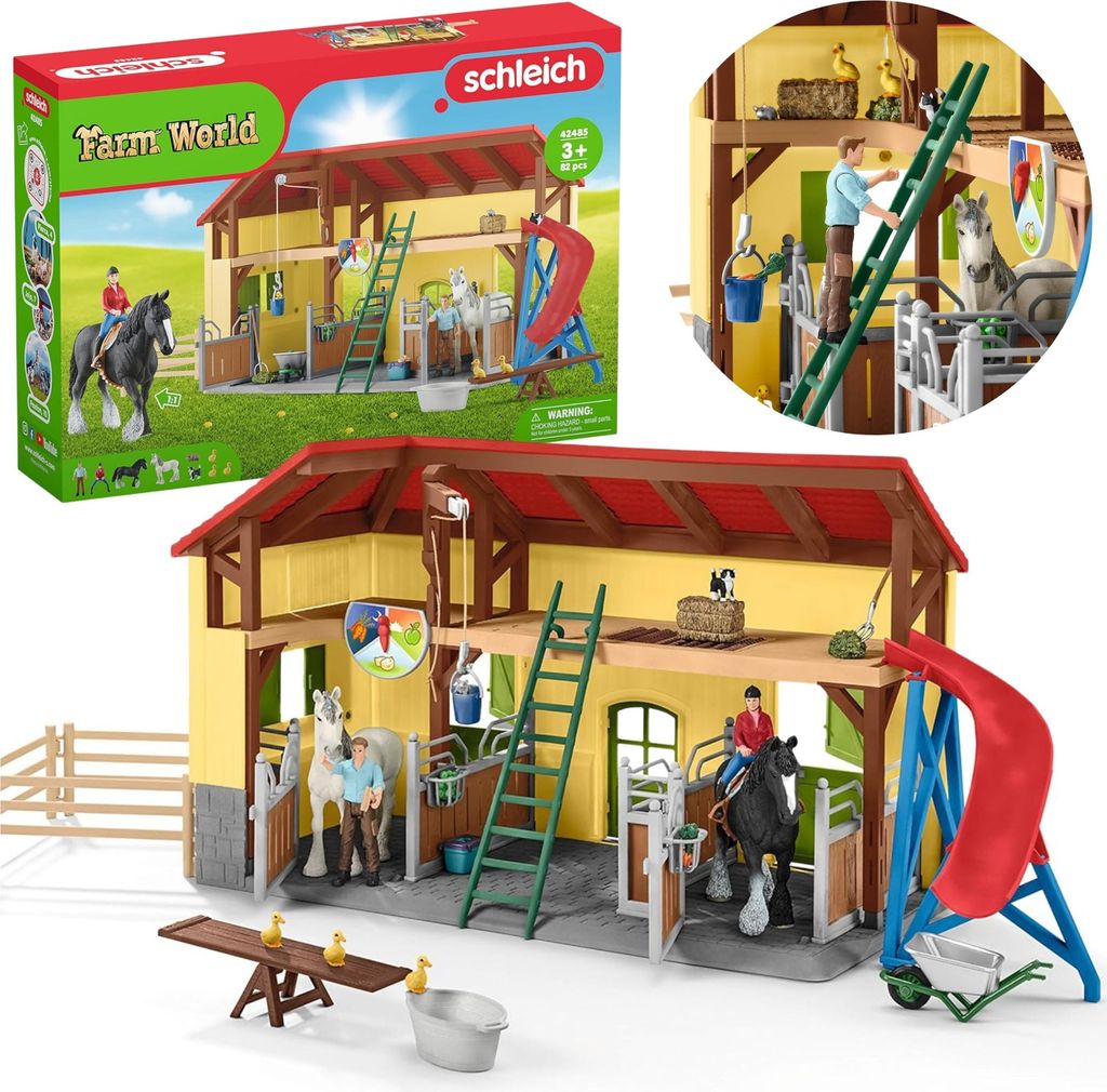 SLH42485 Schleich Farm World - Stallungen für Pferde mit Ausrüstung 3+