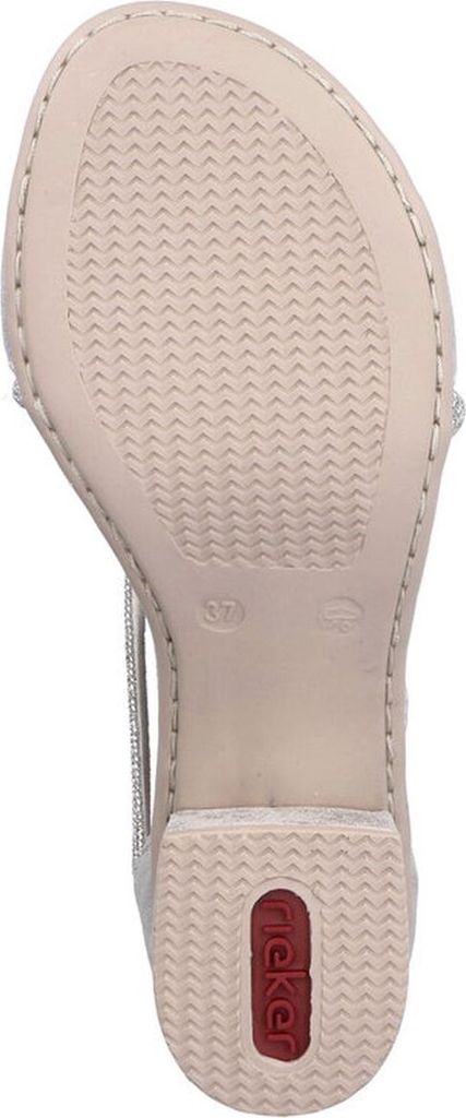 Rieker Damen Sandale Sandalette Strass Metallic Blockabsatz 64654, Größe:39 EU, Farbe:Silber
