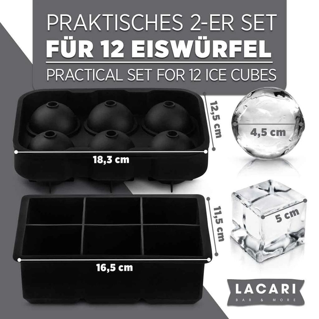 Eiswürfelform Silikon groß Ice Cube XXL 6 x Rund & 6 x