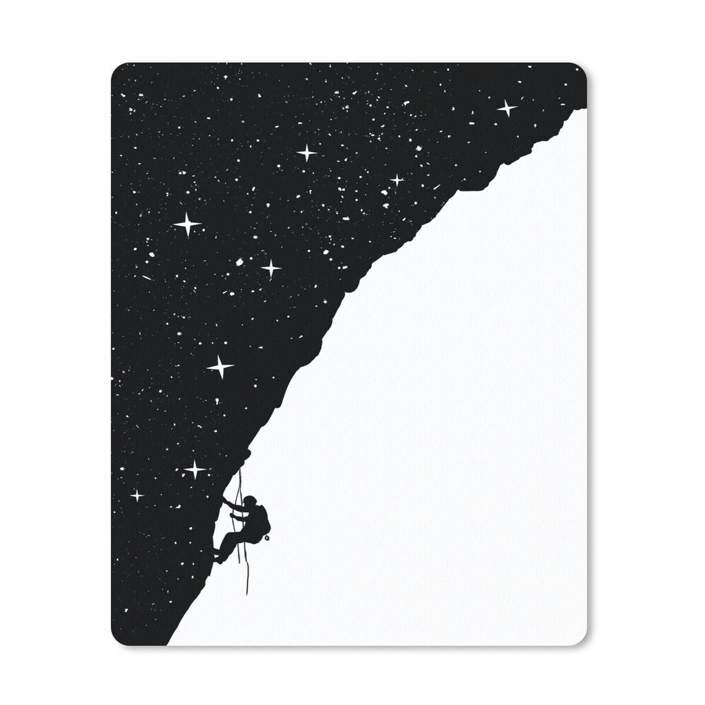 MuchoWow Mauspad Mousepad Nacht - Klettern - Sterne - Schwarz - Weiß 30x40 cm - Mousepads - Maus Mat - Pad - Mausunterlage - Mausmatten