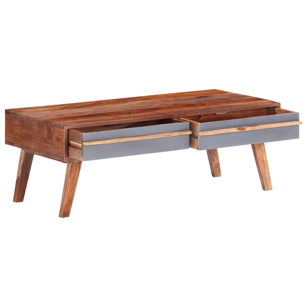 Table basse grise bois massif 110x50x40 cm : durabilité et design