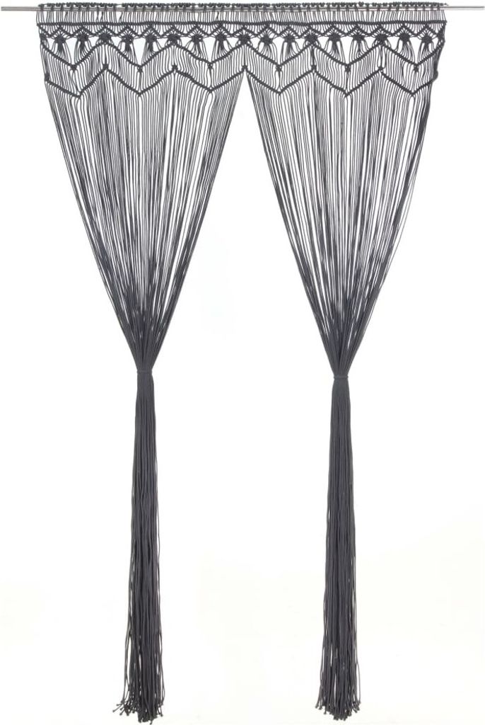 Makramee Vorhang Anthrazit 140x240 cm Baumwolle