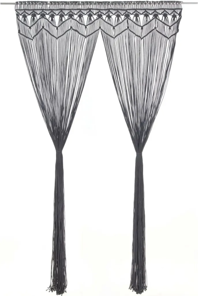 Tenda in Cotone Intrecciato Macramè Grigio Antracite 140x240 cm