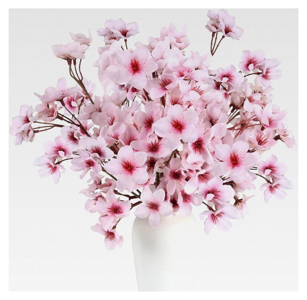 4 Stück Künstliche Kirschblüten Sakura Blumen Rosa Seidenblumen Zweige für Zuhause Garten Party Hochzeit Dekoration