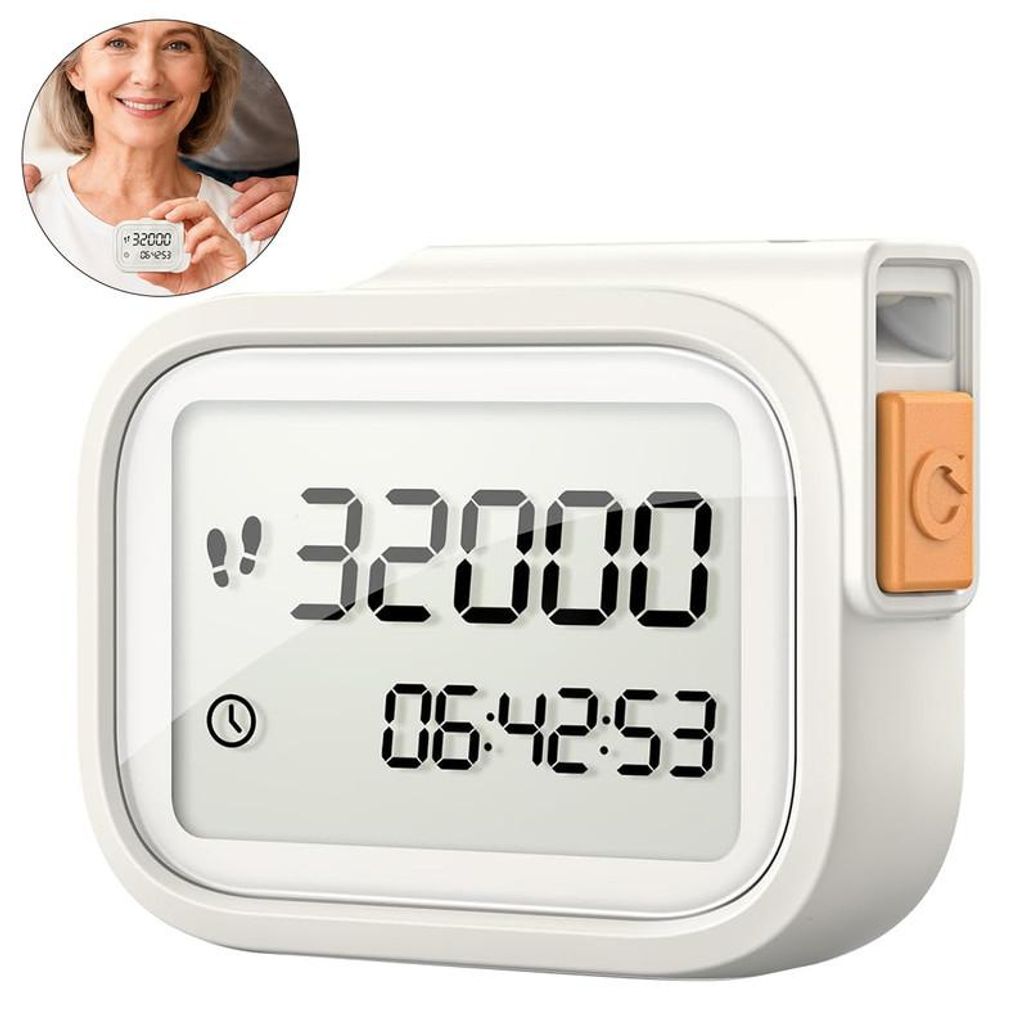 Schrittzähler digital 3D Sensor ohne App LCD Display tragbar mit Umhängeband einfacher Pedometer für Senioren Fitness Spaziergang Alltag