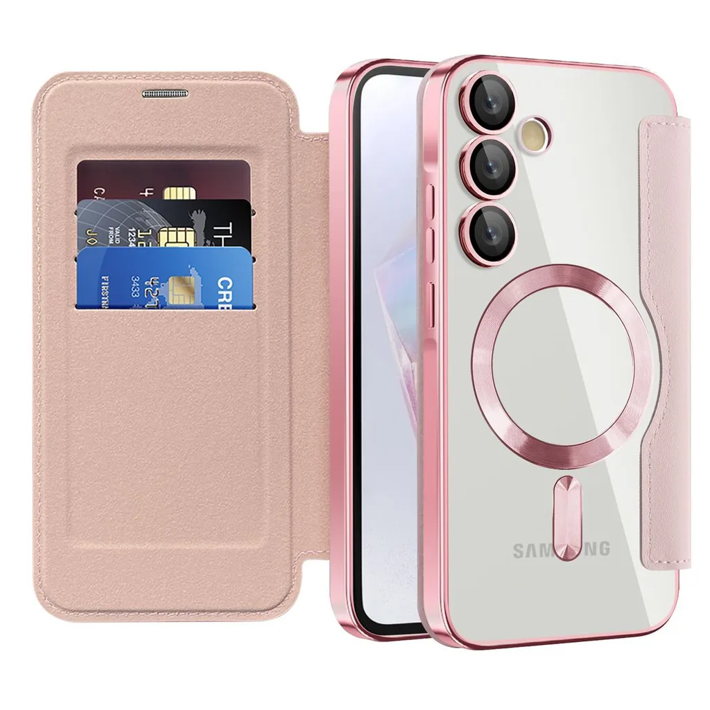 Custodia Samsung A35 MagSafe Rosa: Protezione Fotocamera e Portacarte