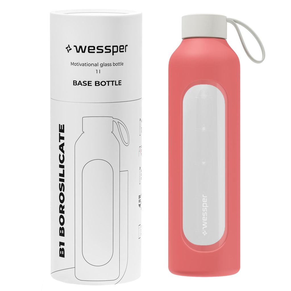 Borraccia in vetro con rivestimento in silicone Wessper – 1 Immagine del prodotto 