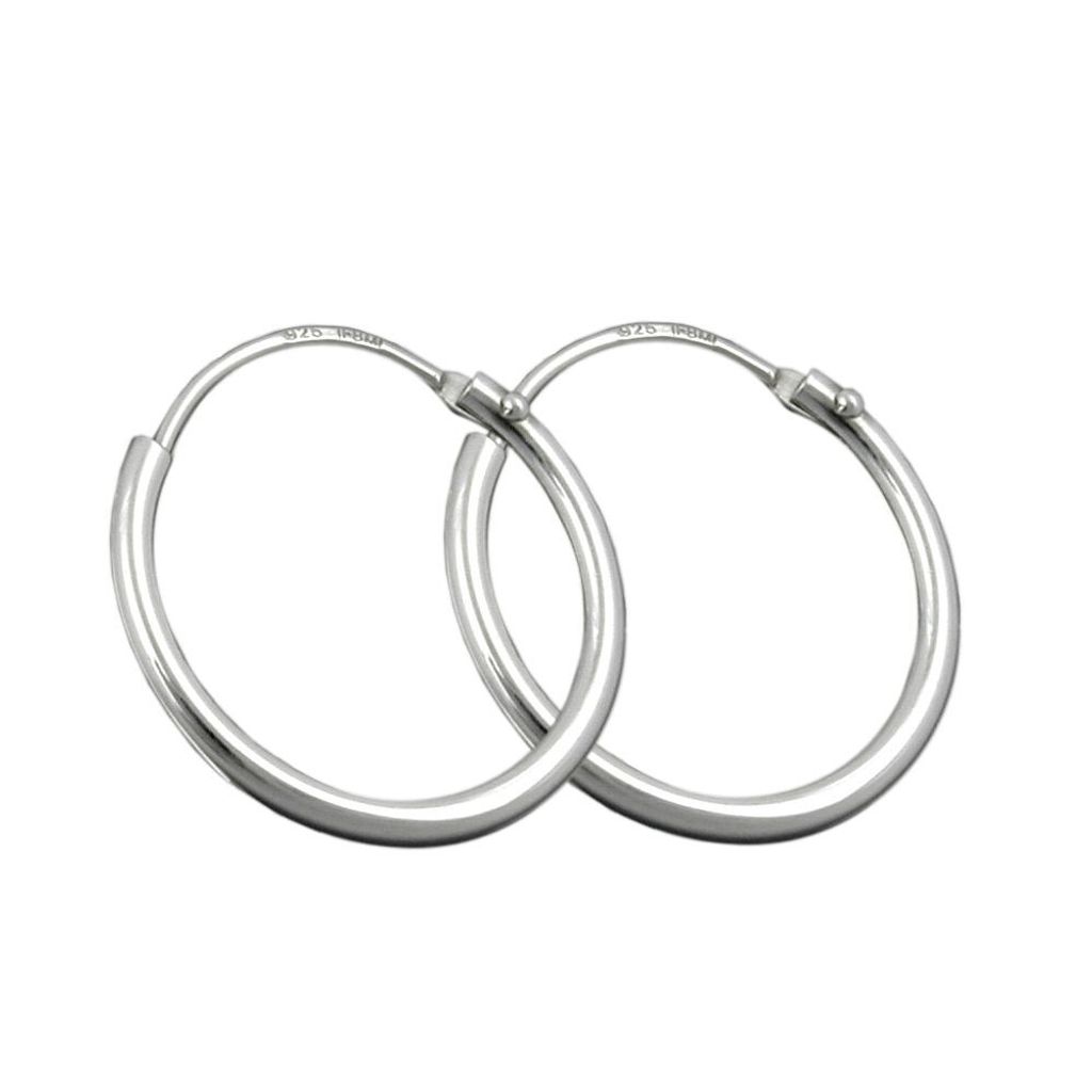 Creole 15mm Drahtcreole mit Steckverschluss glänzend Silber Produktbild 