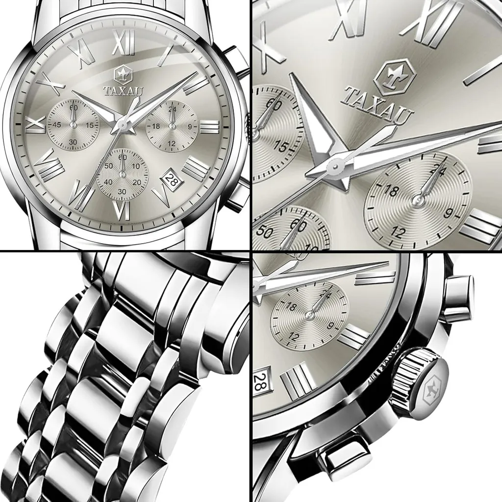 Orologio Cronografo Quarzo Acciaio - Precisione e Data Luminosa - 6