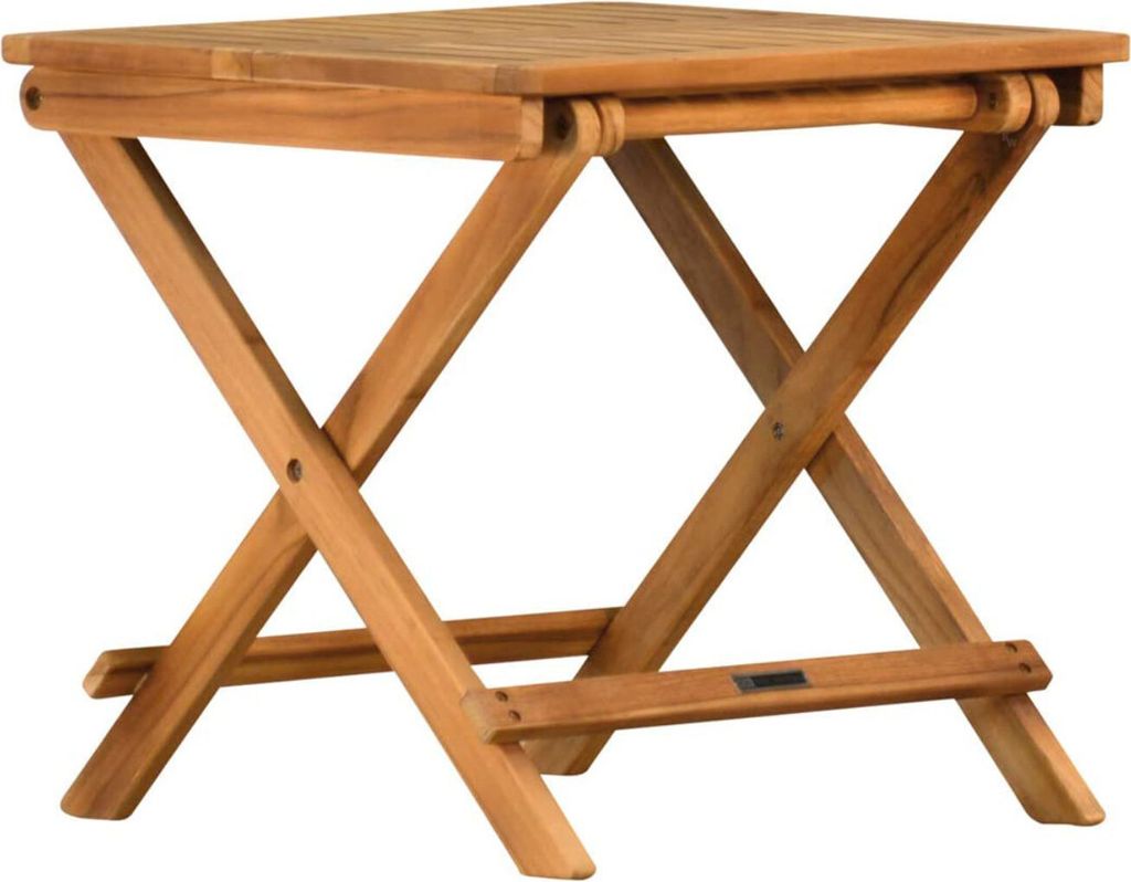 Teakholz Balkontisch Cuneo Handbag als klappbarer Campingtisch und Beistelltisch aus Holz Blumenhocker 50 x 50 cm