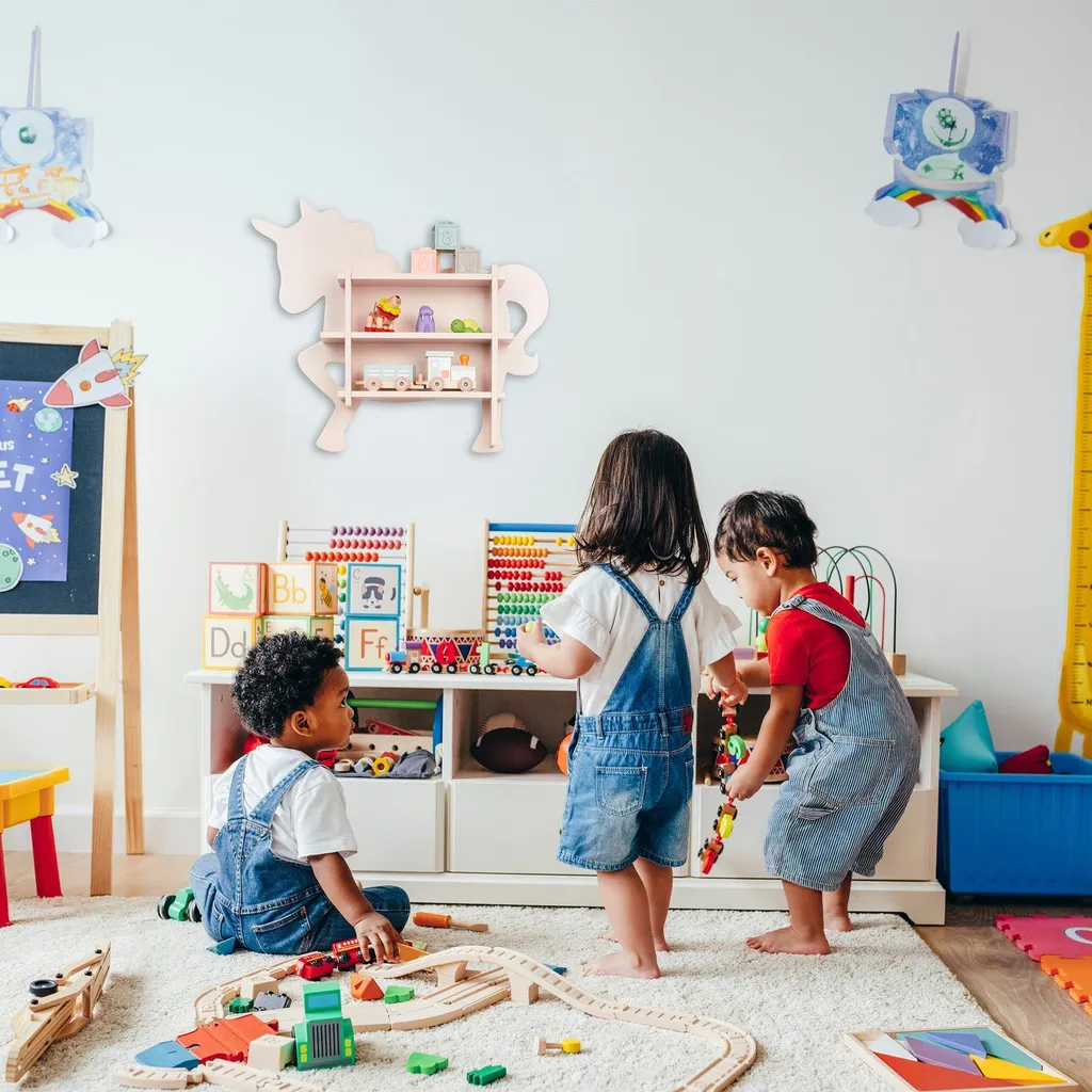 Bibliothèque Murale Licorne pour Enfant - Meuble de Rangement Ludique