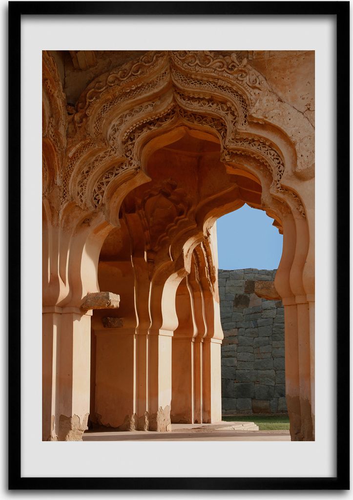 Bild - Bilderrahmen - Foto - 70 cm x 100 cm - MDF - Rahmen - Wandkunst - Lotus Mahal Hampi