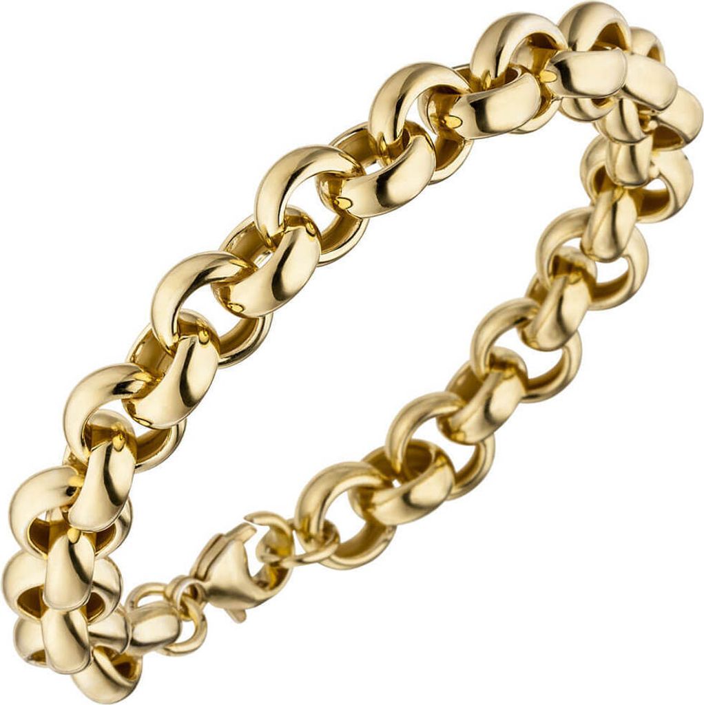 10,2mm Armband Erbsarmband Armkette aus 925 Silber in Gelbgold vergoldet 21cm