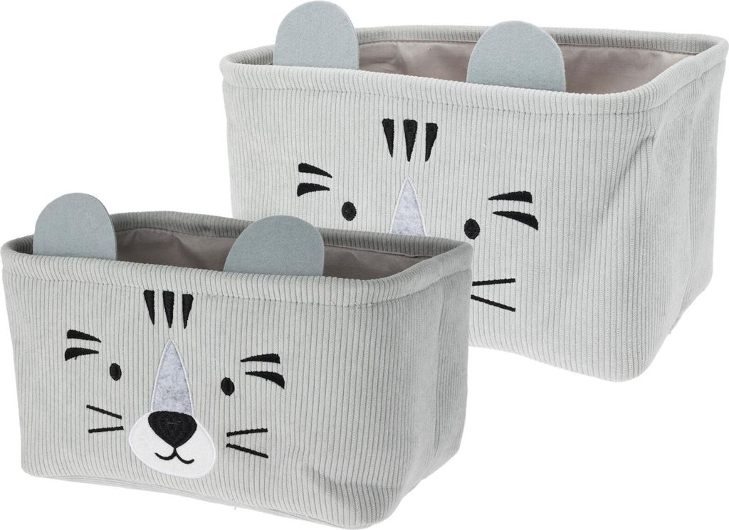 Úložné koše na hračky CUTIE s ušima, manšestrové, 2 ks Obrázek produktu 