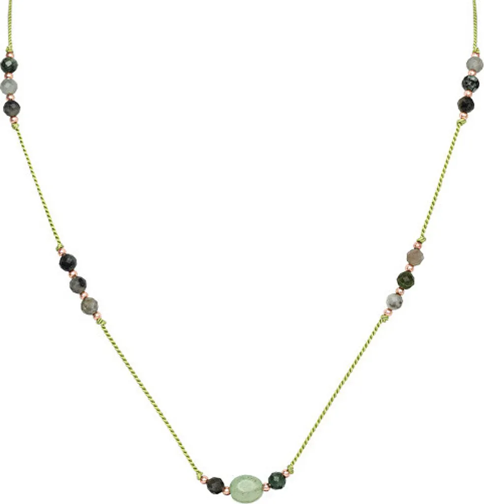 Collana HE09K3RG-LG Smeraldo e Avventurina | Design in Corda Contemporaneo