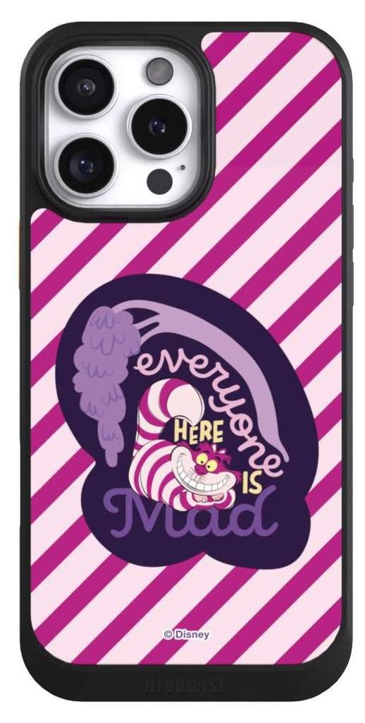 NIVOCASE Hülle für Apple iPhone 16 Pro Max Handyhülle NIVOcore Case Schwarz Alice im Wunderland Disney Grinsekatze