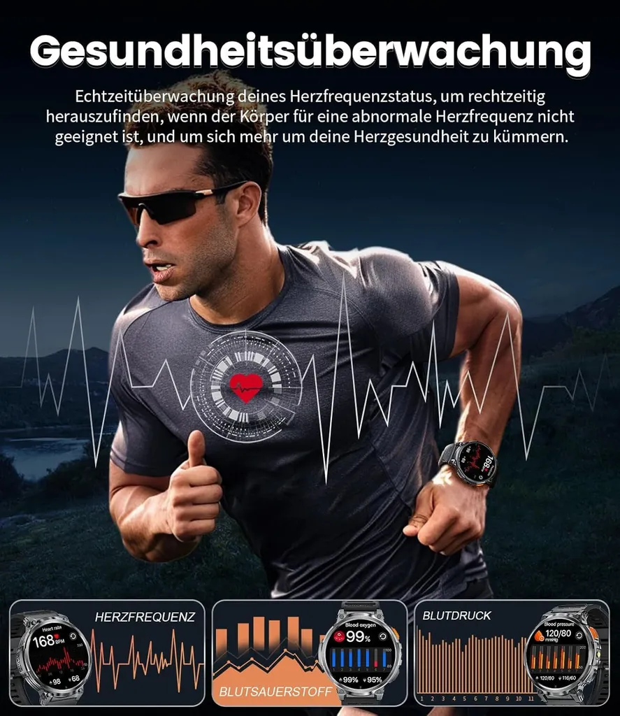 Smartwatch Uomo Grande Schermo IPS Torcia LED Chiamate Bluetooth - 6