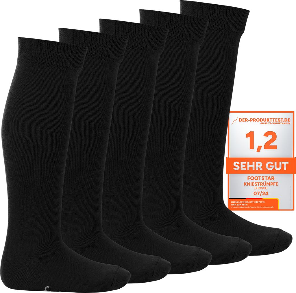 Footstar EVERYDAY! Kinder Kniestrümpfe (5 Paar) Schwarz 31-34