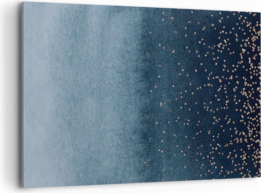 Bild auf Leinwand - Leinwandbild - Einteilig - Blau Golden Hintergrund - 120x80cm - Wand Bild - Wanddeko - Wandbilder - Leinwanddruck - Bilder - Wa...