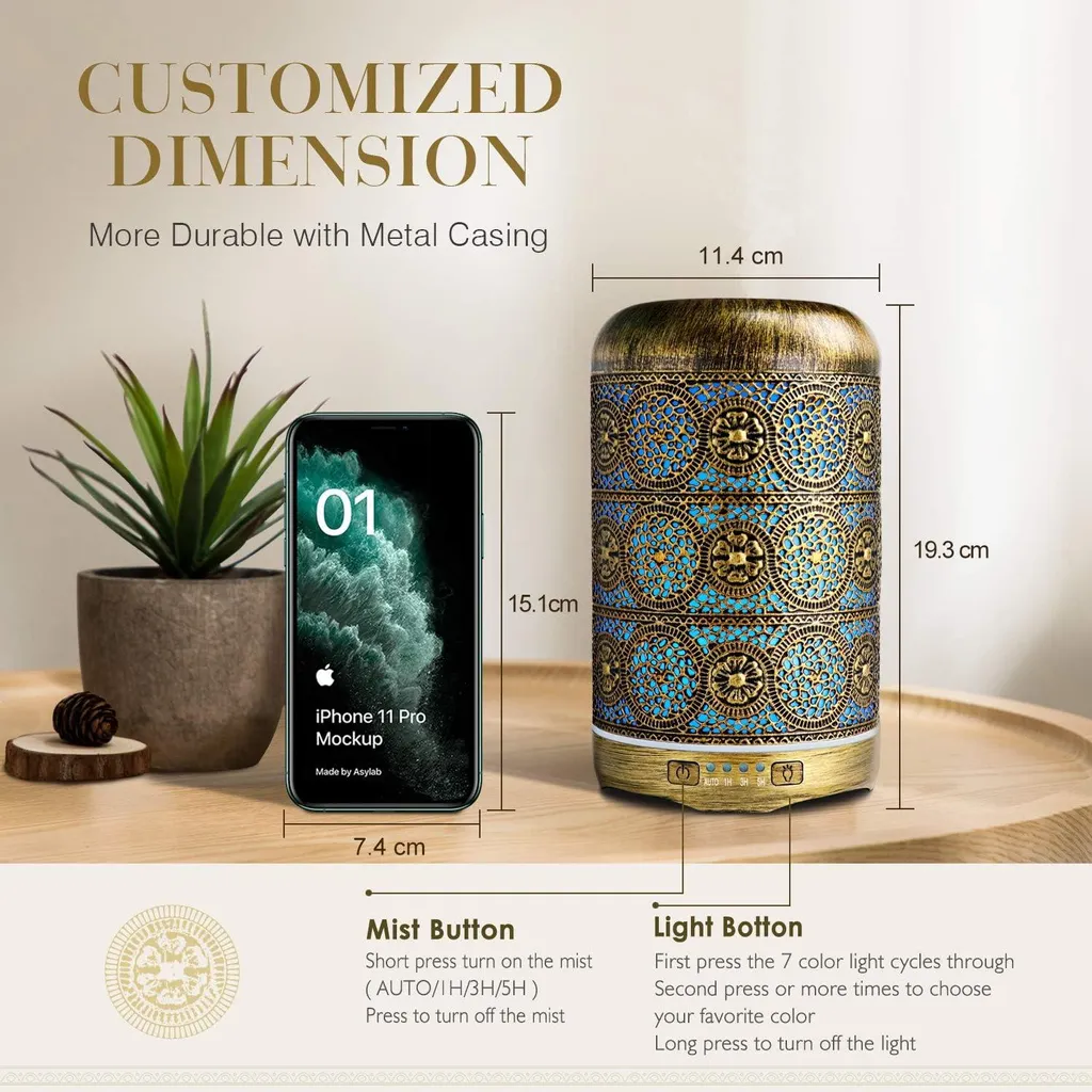 Diffuseur d'Huiles Essentielles Électrique 260 ml Brume Parfumée