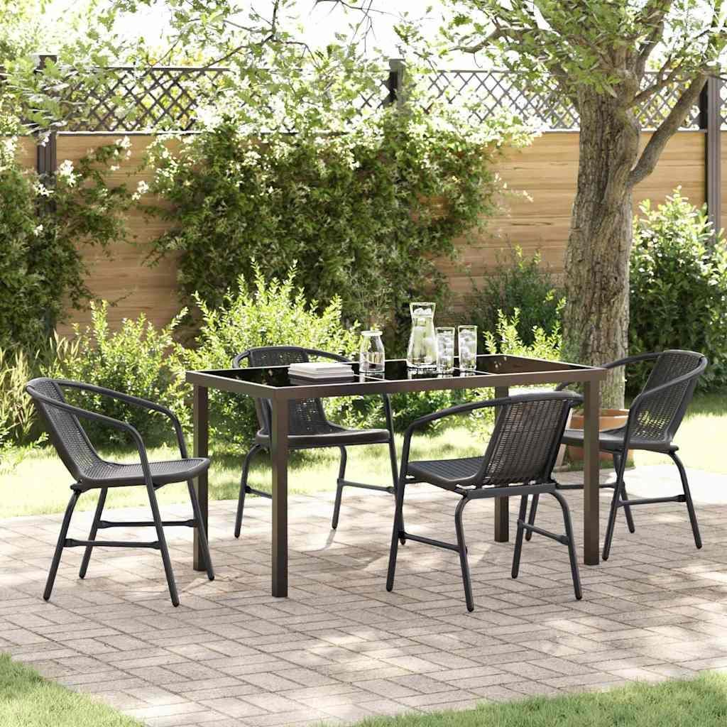Maison Exclusive - Garten Essgruppe 5 pcs Schwarz Pulverbeschichteter Stahl