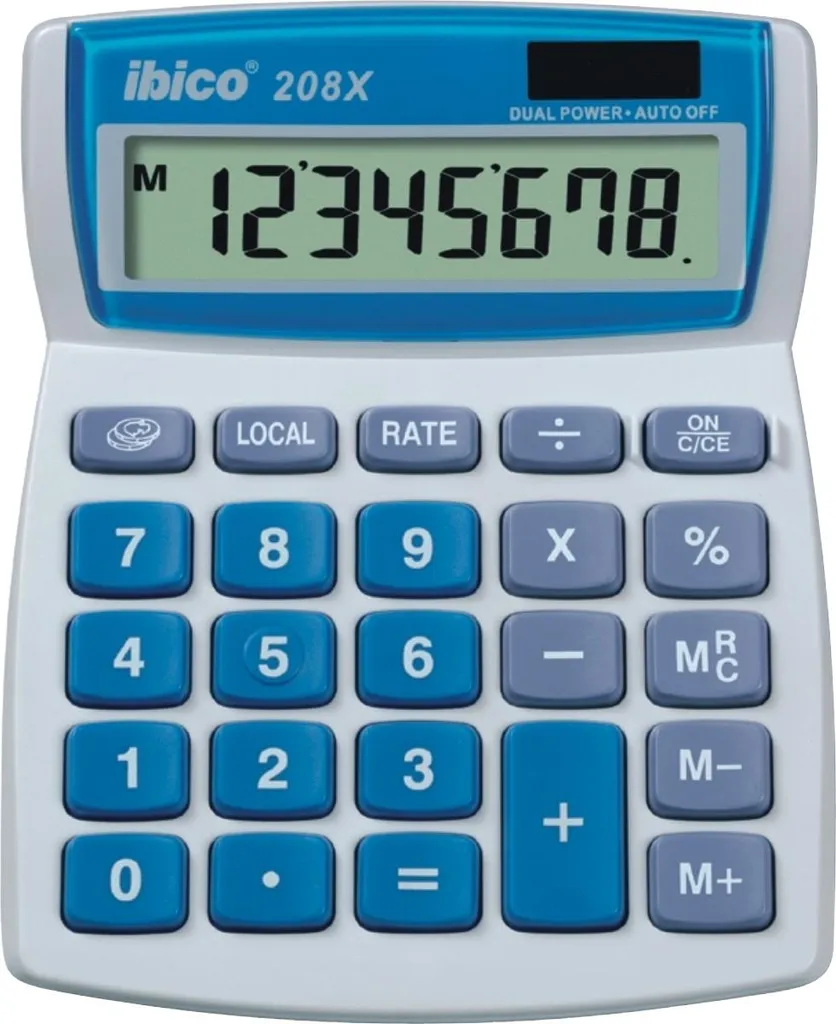 Calculatrice solaire Ibico 208x avec écran LCD et 8 chiffres noirs