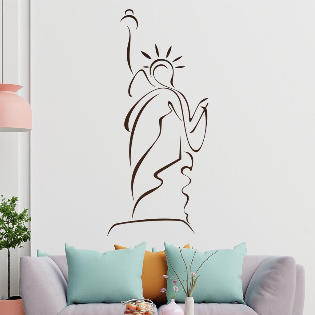 Freiheitsstatue - Linien Wandtattoo in 6 Größen - Wandaufkleber Wall Sticker - Dekoration, Küche, Wohnzimmer, Schlafzimmer, Badezimmer