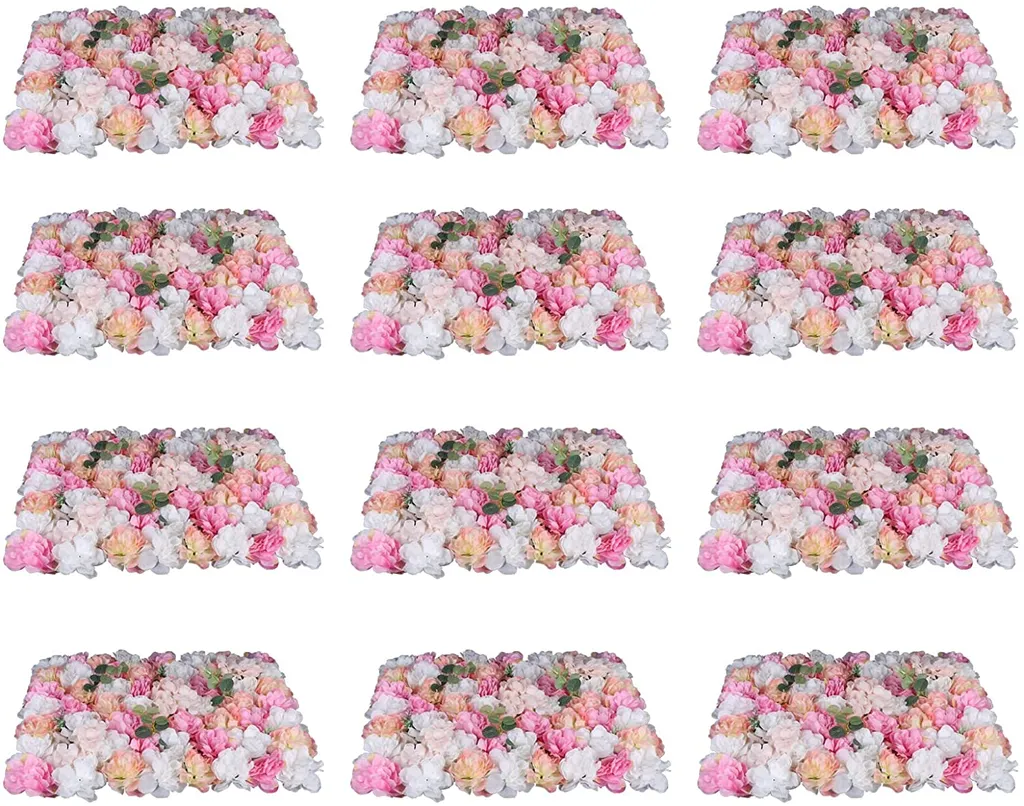 Panneau de Mur de Fleurs Artificielles Rose Décor Jardin et Mariage