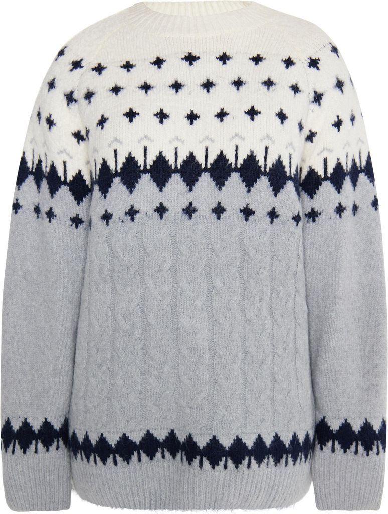 Mutha Damen Strickpullover - grau-bunt, M/L