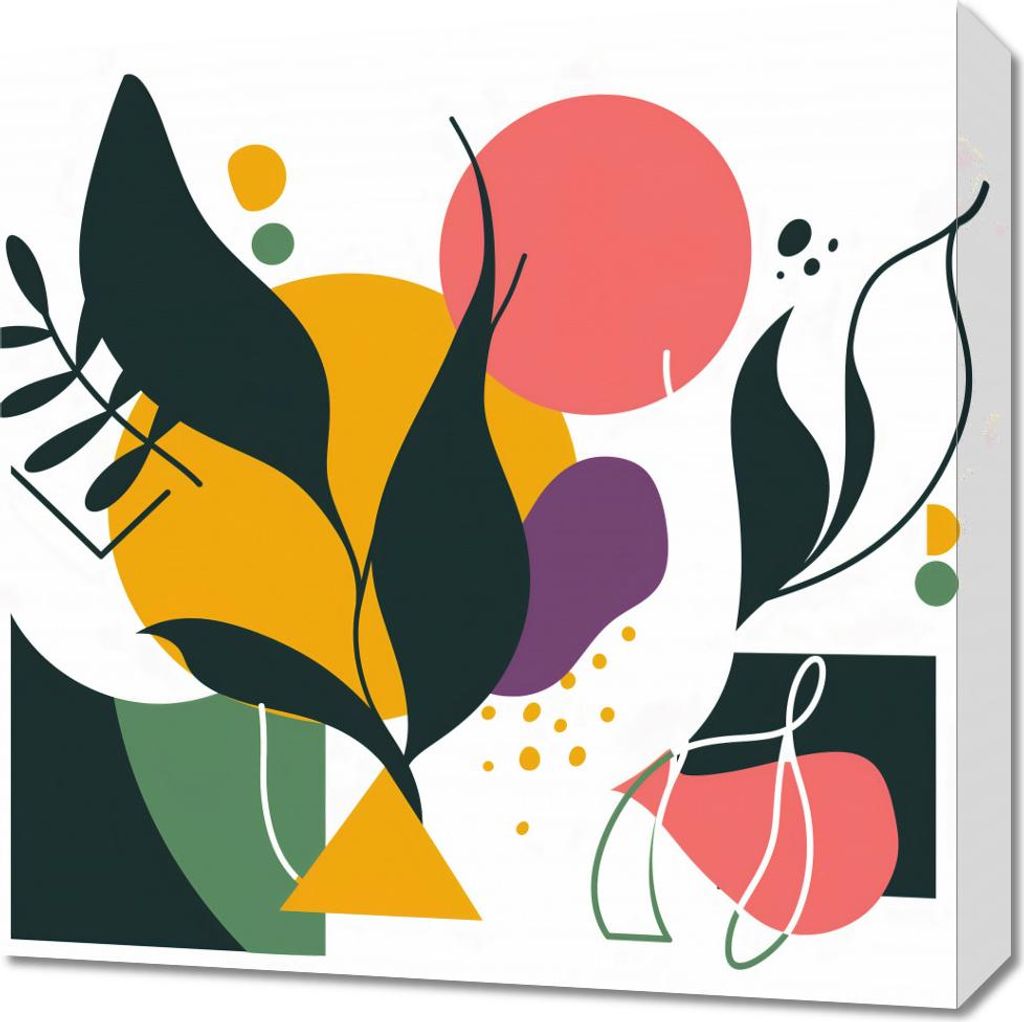 Bild 50x50cm Farbige Botanische Abstraktion