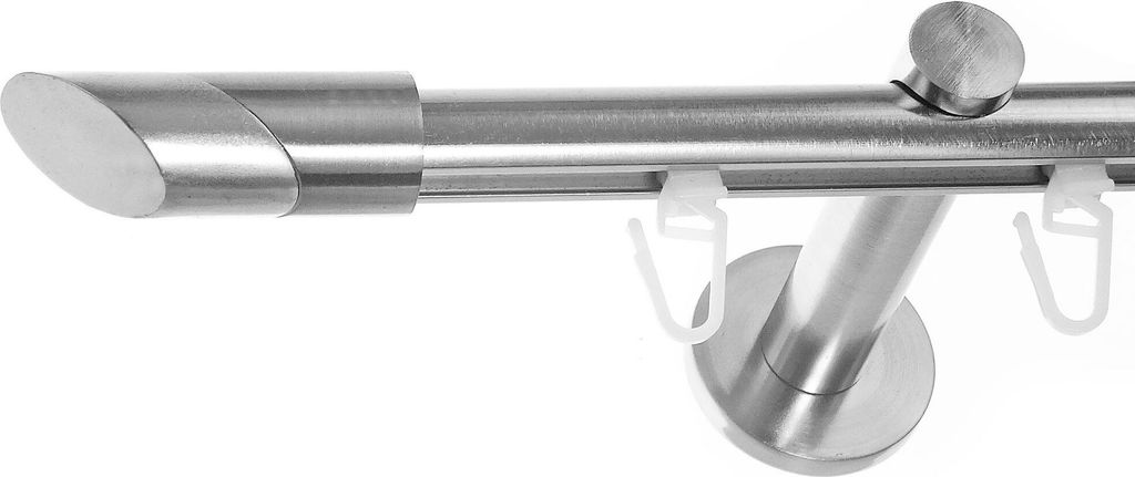 BASIT Innenlauf Gardinenstange Edelstahl Look 16mm Wandträger 1-läufig modern Schräge H70 E13
