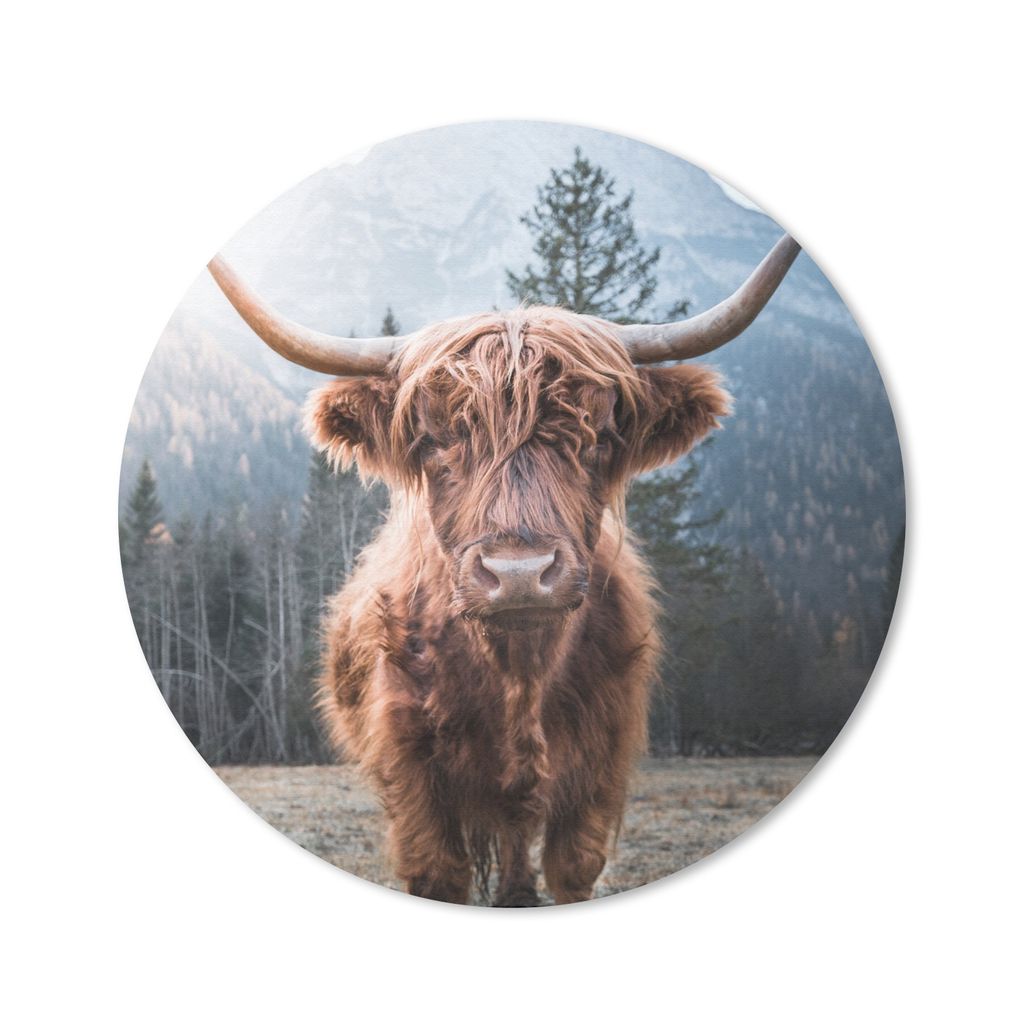 MuchoWow Mauspad Mousepad Schottischer Hochländer - Kuh - Tiere - Berg - Natur 30x30 cm - Mousepads - Maus Mat - Pad - Mausunterlage - Tischunte...