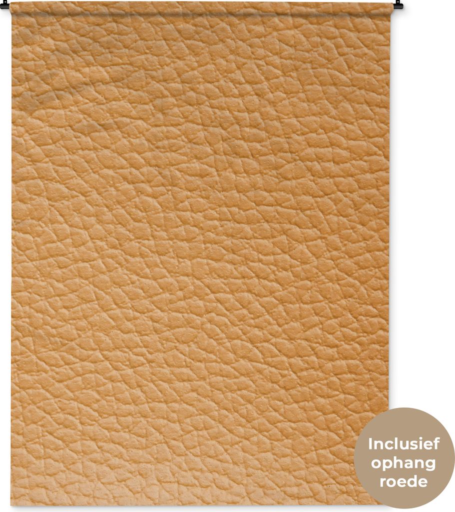 MuchoWow Wandteppich Wandbehang Leder - Strukturiert - Leder-Optik - Orange 150x200 cm Tapisserie Dekoration Wandtuch - Wandaufhängung - Moderner