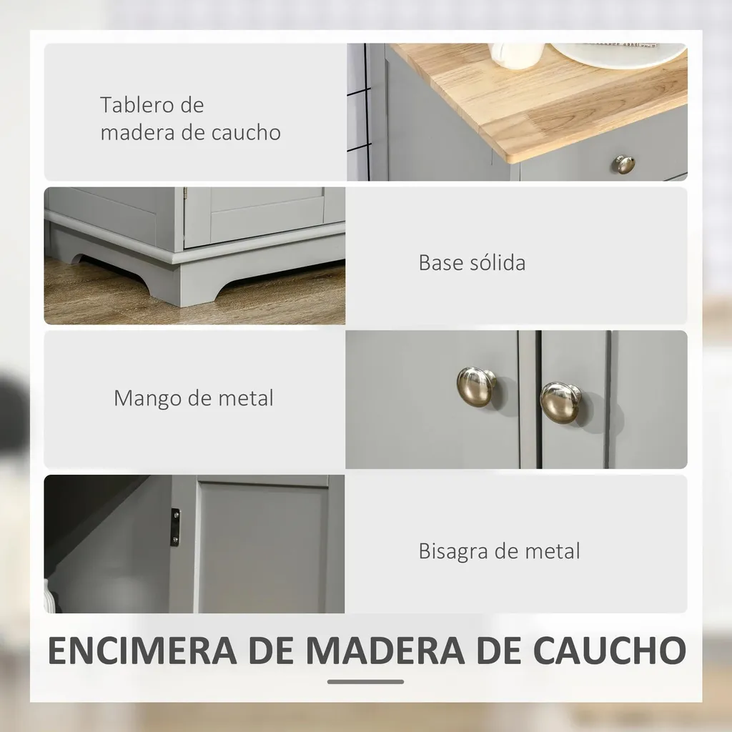 Meuble de Rangement Buffet Gris Clair 101 cm pour Optimiser l'Espace - 5