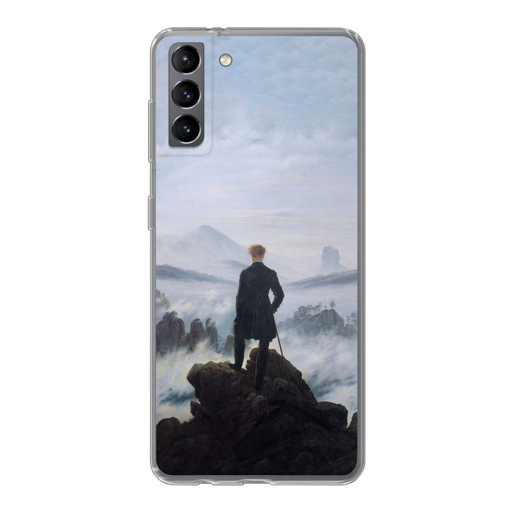 MuchoWow Handyhülle Schutzhülle Hülle für Samsung Galaxy S21 Plus Der Wanderer über dem Nebelmeer - Caspar David Friedrich - Kunstwerk Silik...