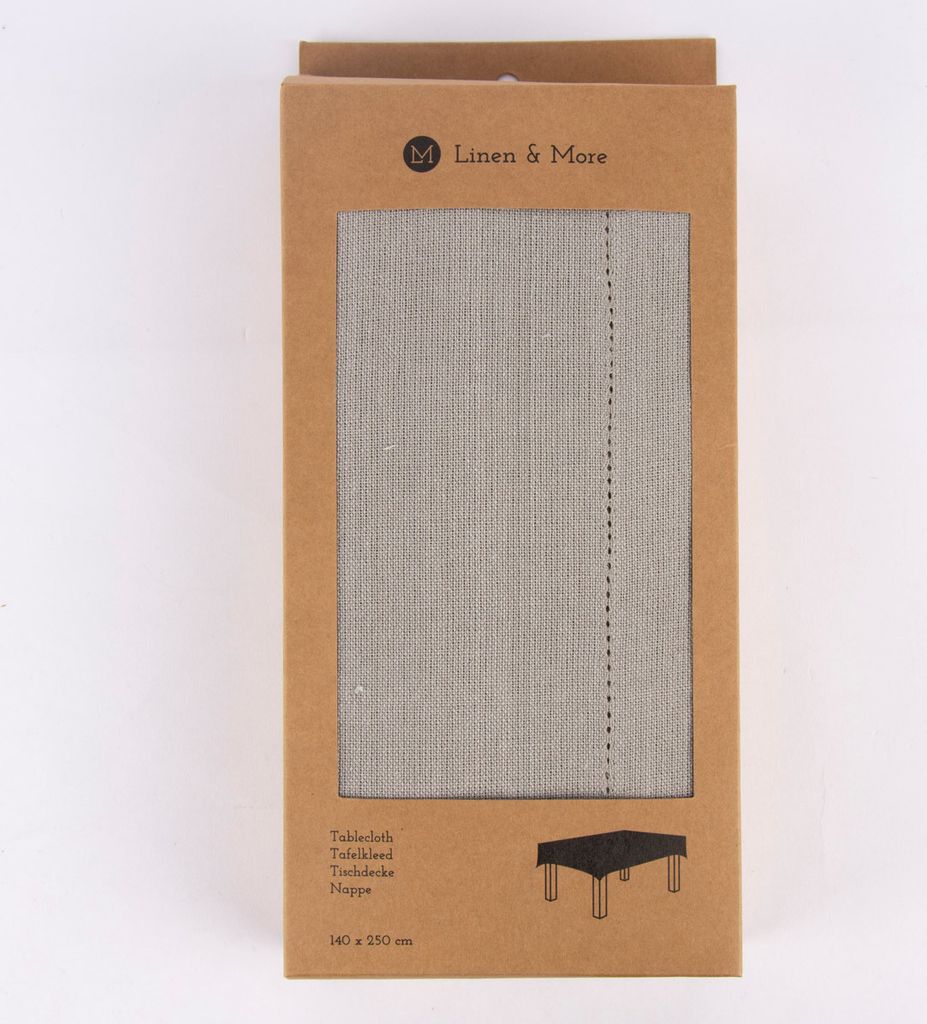 Linen & More Tischdecke Indi einfarbig natur 140x250cm