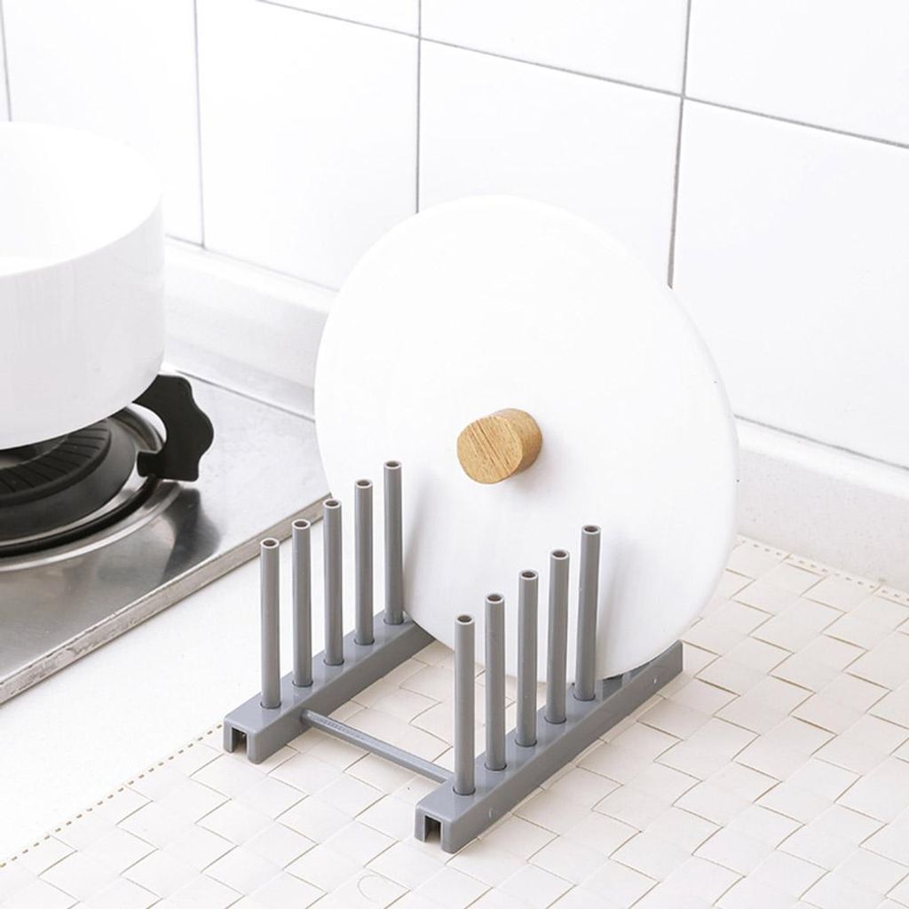 1Pc abnehmbarem Teller trocknen Rack Abtropffläche Stand Halter für Küchenutensilien (grau)