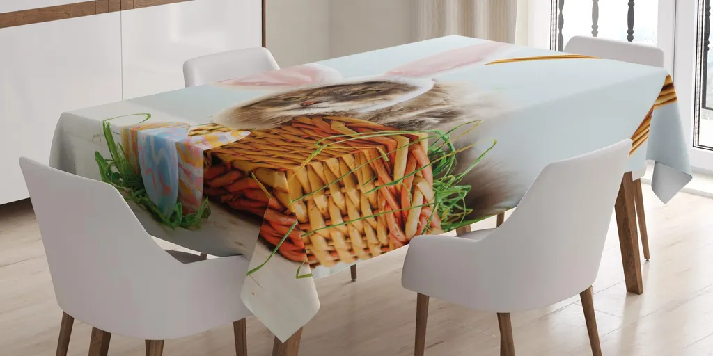 Tovaglia Divertente Pasqua con Gattino 140x170 - ABAKUHAUS