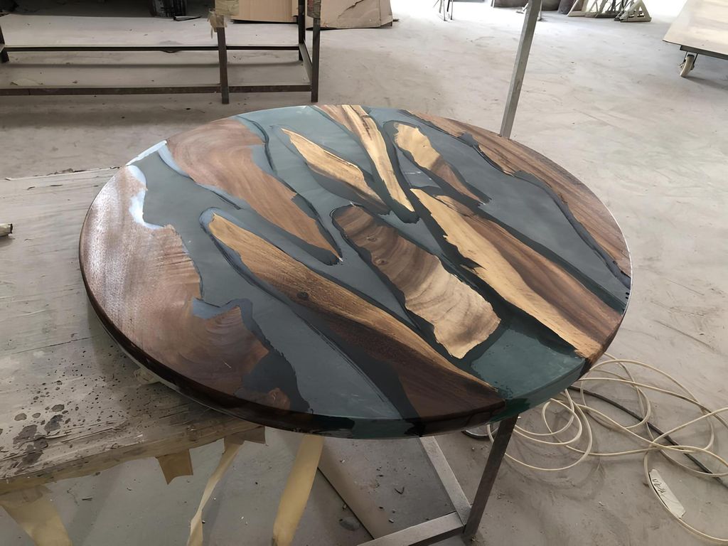 Runde Tische Esstisch Design Tisch Moderne Meer Fluss Möbel 90 cm Epoxid Harz
