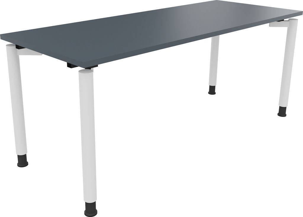 Schreibtisch Vierfuß Rundrohr B1600xT700xH680-820 ws/Lavagrau