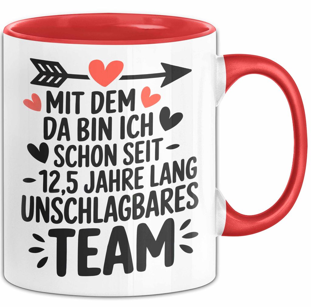 Romantische Pärchen Tasse Geschenk Team seit 12,5 Jahren Geschenkidee Lustig (Rot)