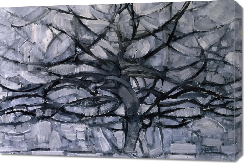 Quadro Vintage Mondrian 90x60 cm Gray Tree - Decorazione Salotto