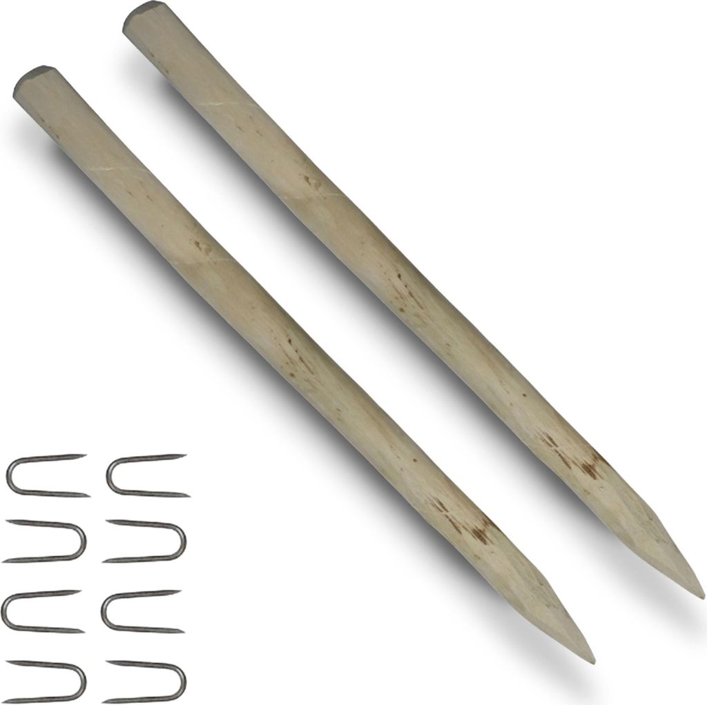 Floranica 2 x Zaunpfosten aus Haselnuss Höhe 120 cm Holzpfosten für Staketenzaun Kastanienzaun Holzpfähle Baumstütze Baumpfahl Stützpfosten