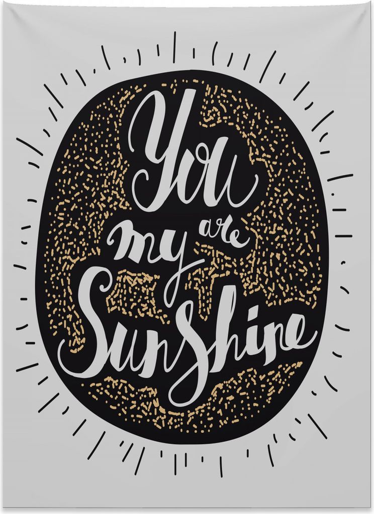 Abakuhaus Zitat Wandteppich, Du bist mein Sonnenschein Schriftart aus Weiches Mikrofaser Stoff Kein Verblassen Klare Farben Waschbar, 110 x 150 cm,...