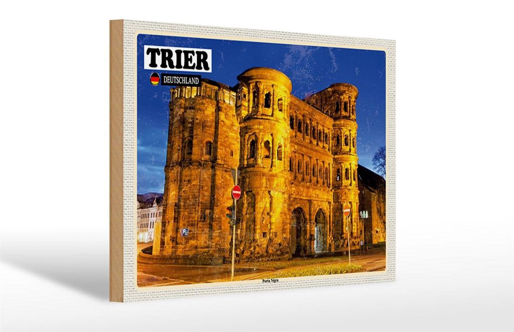 Holzschild Städte Trier Porta Nigra Altstadt 30x20cm
