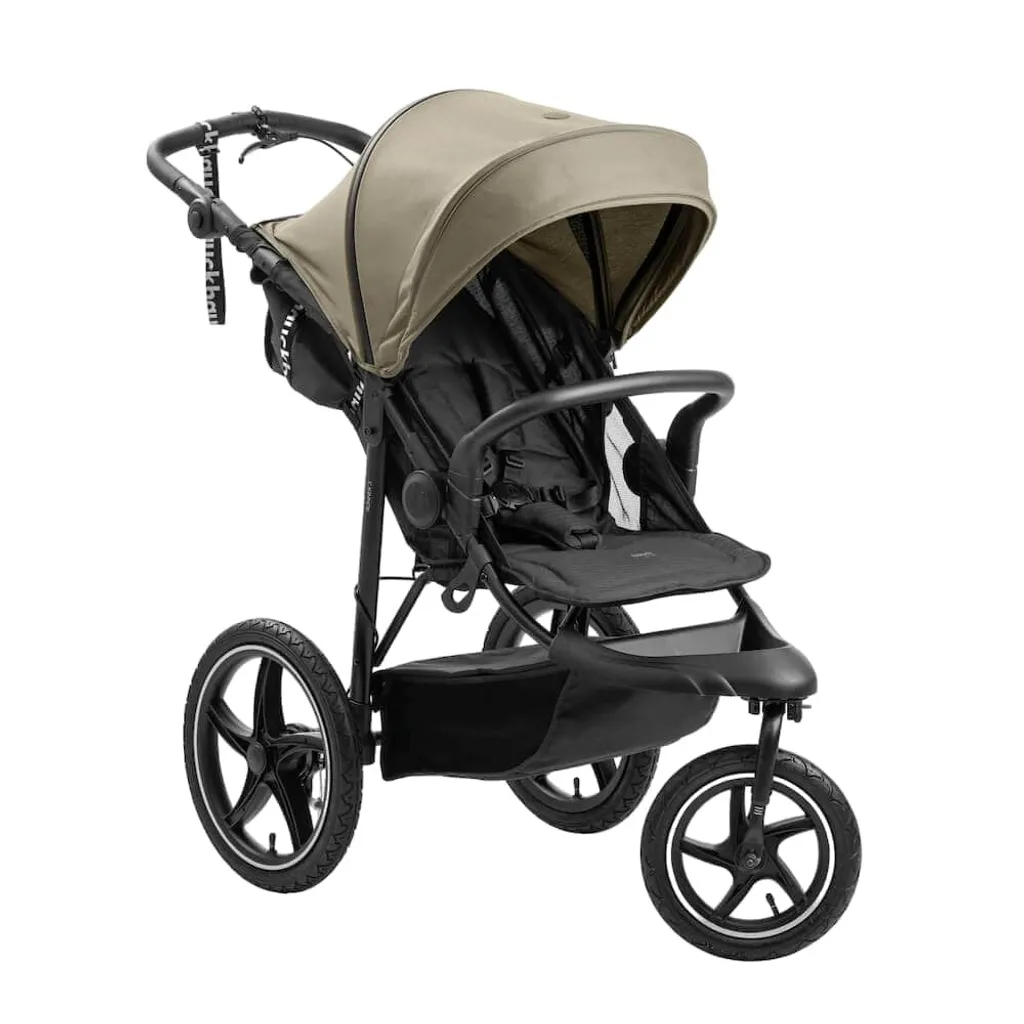 Poussette Runner 3 Hauck Olive avec roues gonflables et assise XL 25kg